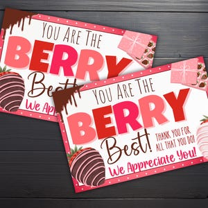 You are the Berry Best Food Tag, Strawberry Food Tag, Staff Appreciation Food Tag, Teacher Appreciation Food Tag, Chocolate Strawberries