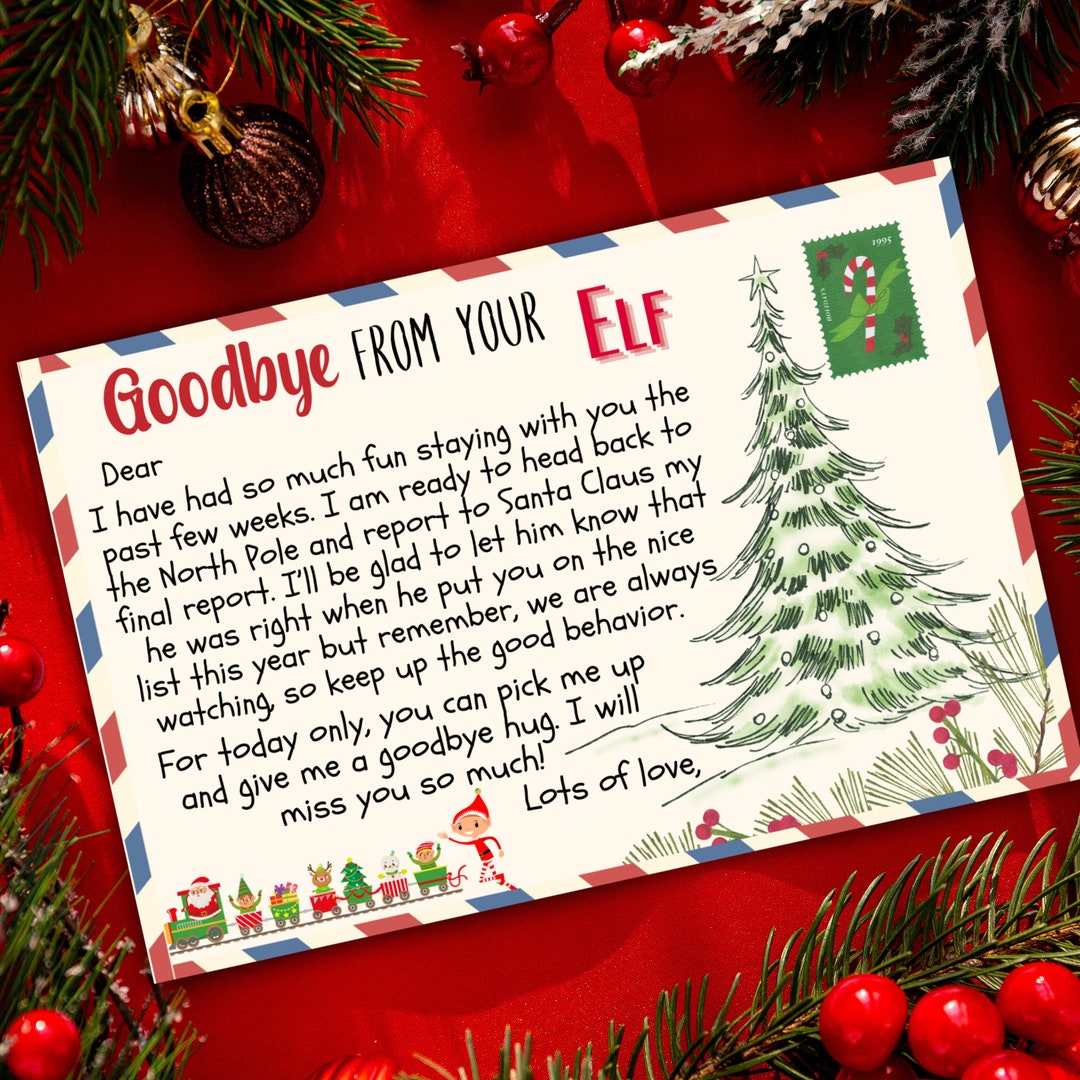 Goodbye From Your Elf, Elf on the Shelf Goodbye Letter, Elf Letter ...