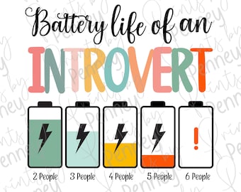 Durata della batteria di un introverso SVG, PNG Durata della batteria di un introverso, design della camicia introversa, tazza da caffè introversa, borsa tote introversa SVG