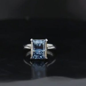 4 CT Blue Radiant Cut Moissanite Diamond Ring Prong Setting Ring 10K 14K 18K Solid White Yellow and Rose Gold Engagement Ring Bridal Ring