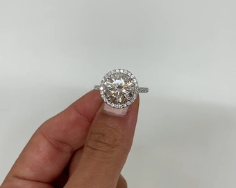 4 CT Certified Round Cut Moissanite Diamond Engagement Ring 10K 14K 18K Solid White Yellow and Rose Gold Ring Anniversary Ring Wedding Ring
