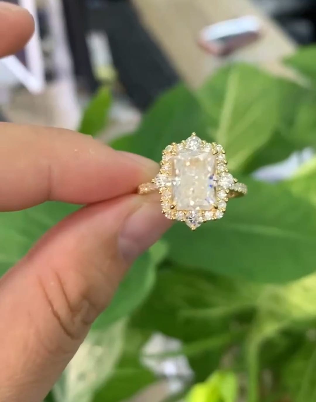 5 CT Radiant Cut Certified Moissanite Diamond Ring 10K 14K 18K Solid