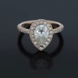 3 CT Pear Cut Moissanite Diamond Ring: 14K White Gold Engagement Ring
