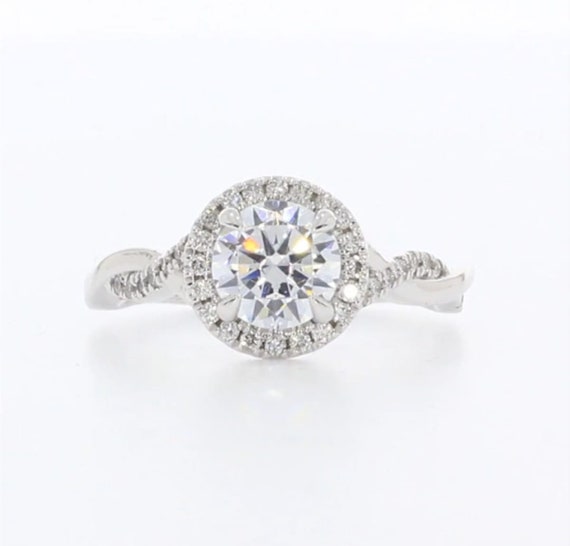 thumbnail image 2 of Dajuwel 14K White Gold 3 Carat Moissanite Engagement Ring – Round Cut, Lab-Created, Women's, Size 4-14 2 of 5
