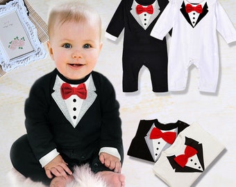 Boy Clothes Toddler Baby Boy Bow Tie Gentleman Jumpsuit Bodysuit Clothes Outfits