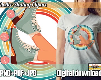 Roller Skating PNG-Rollerskate Sublimation Digital Design Download-retro png, trendy png, girly png, Vintage Roller Skate PNG