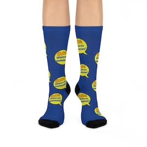 Funny nurse socks; Dude, where&#39;s my stethoscope; scrub socks; funny hospital socks; medical socks; blue socks; tall socks