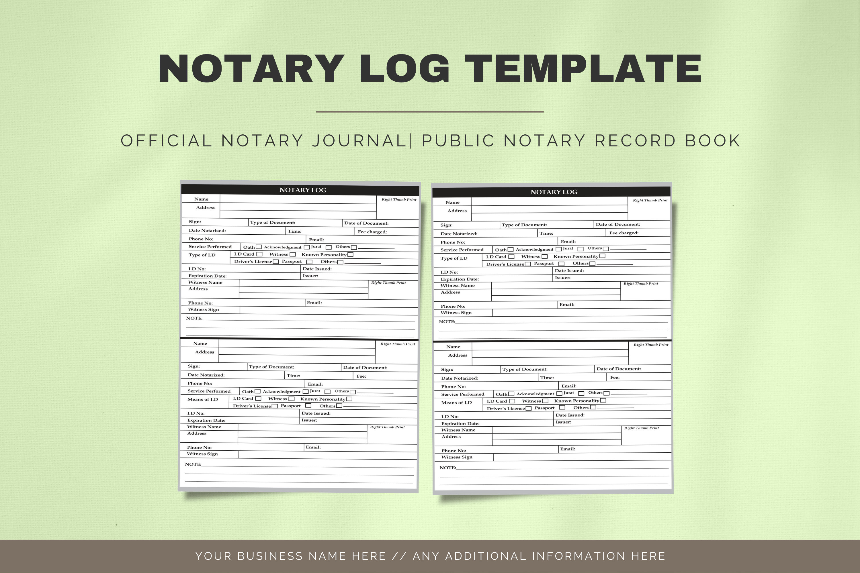 Printable Notary Log Template for Notary Signing Agent Public General Printable Notary Log Template for Notary Signing Agent Public General