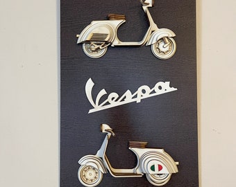 Vespa Schild Wanddekor, Vespa Logo, 3D-Motorrad, Vespa Moped. 50cm x 30cm