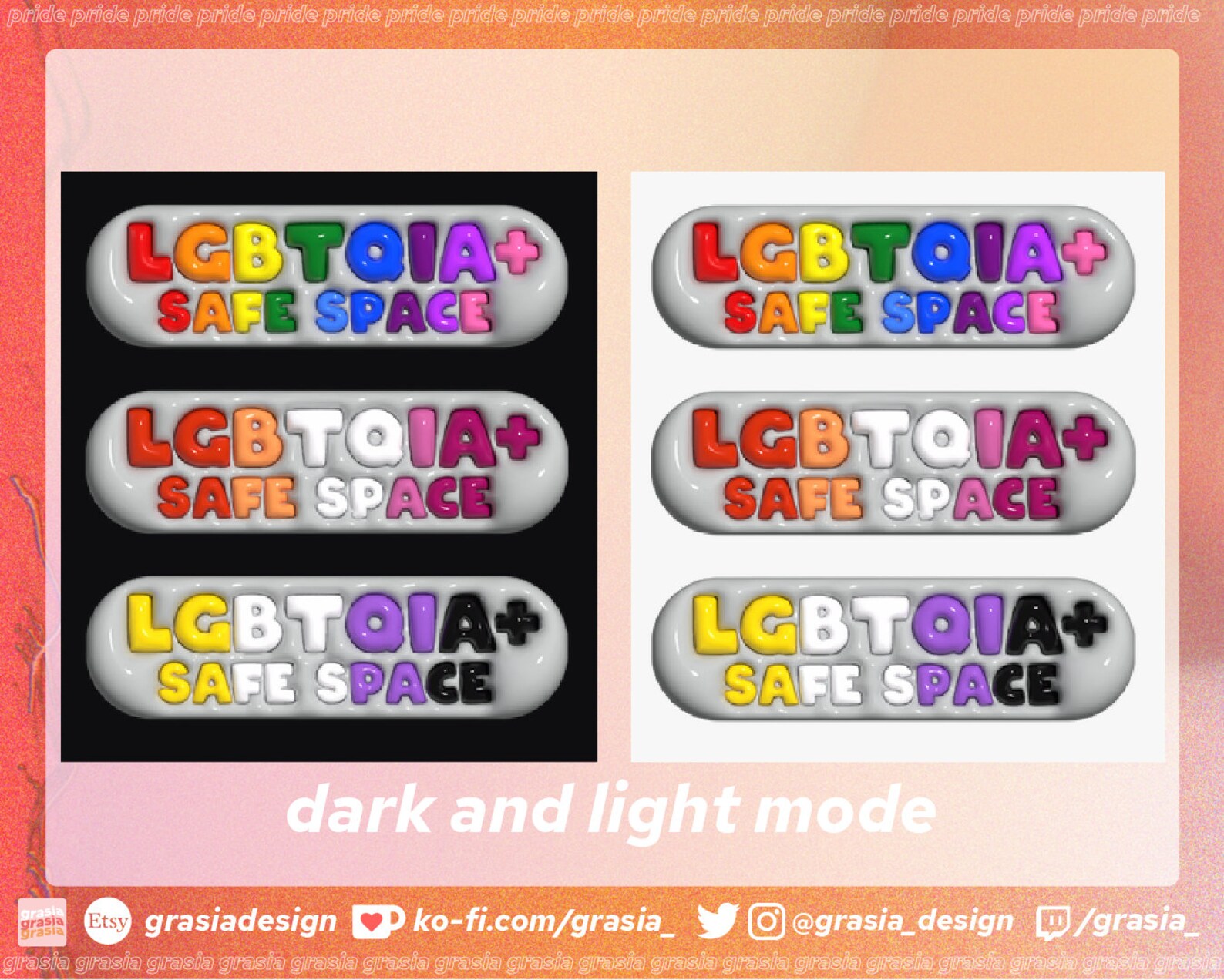 LGBTQIA+ Safe Space Stream Panels - Twitch - 3D Pride Panels - Etsy