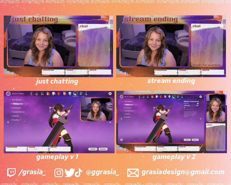 Stream Sticker Examples Thermal Sticker Stream Overlay Set Twitch Thermal Orange - Etsy Australia