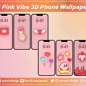 Pink Vibe 3D phone wallpaper bundle - Lock Screen, Cute iOS Wallpapers, Trendy Downloadable iPhone Wallpapers