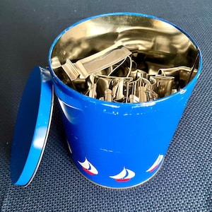 Baker's Nautical Sailing Coastal-Themed Cookie Cutters (some vintage) with Vintage English Sailboat Storage Tin