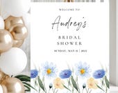 Floral Bridal Shower Sign, Bridal Shower Welcome Sign, Elegant Floral Welcome Sign, Editable Template