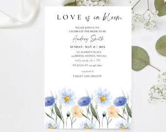 Floral Bridal Shower Invitation, Bridal Shower Invitation, Elegant Floral Invite, Editable Template