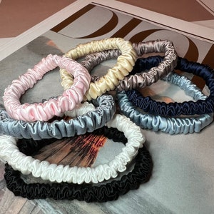 Skinny Silk Scrunchies 100% Pure Mulberry Silk Scrunchies For Women Girls