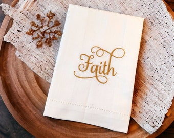 Servilletas de algodón bordadas con refranes navideños