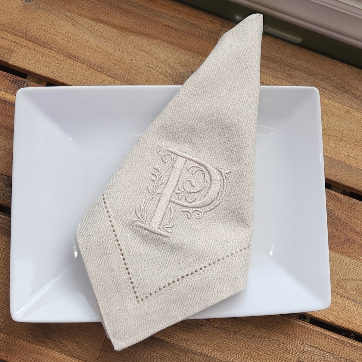 Embroidered Monogram Cloth Napkins: Personalized Flax-cotton Dinner Napkins - Etsy