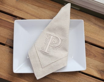 Servilletas de tela con monograma bordado: servilletas de lino y algodón personalizadas