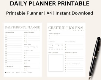 Productivity Planner, Editable planner Daily Planner Printable, Hourly Planner, Work Day Schedule, Instant download Planner Inserts