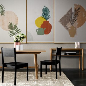Plant print Boho Abstract Wall Art Prints, Boho Wall Decor, Set of 3 Prints, Scandi Art, Mid Century Prints, Beige, Boho Wall Art