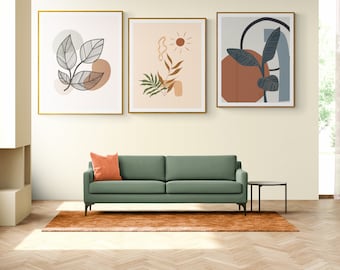 Aesthetic Bohemian Abstract Print Set, Modern Art Set Of 3 Prints, Minimalist Wall Art, Boho Abstract Wall Art Prints,  Digital Download