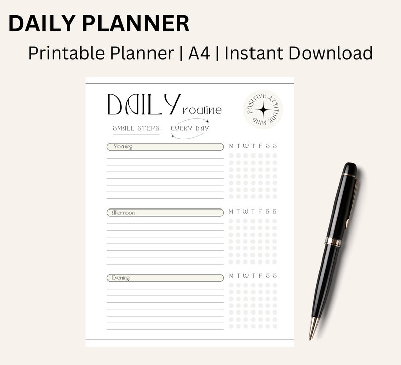 Minimalist Daily Planner Printable,daily Routine, Personal Affirmation ...