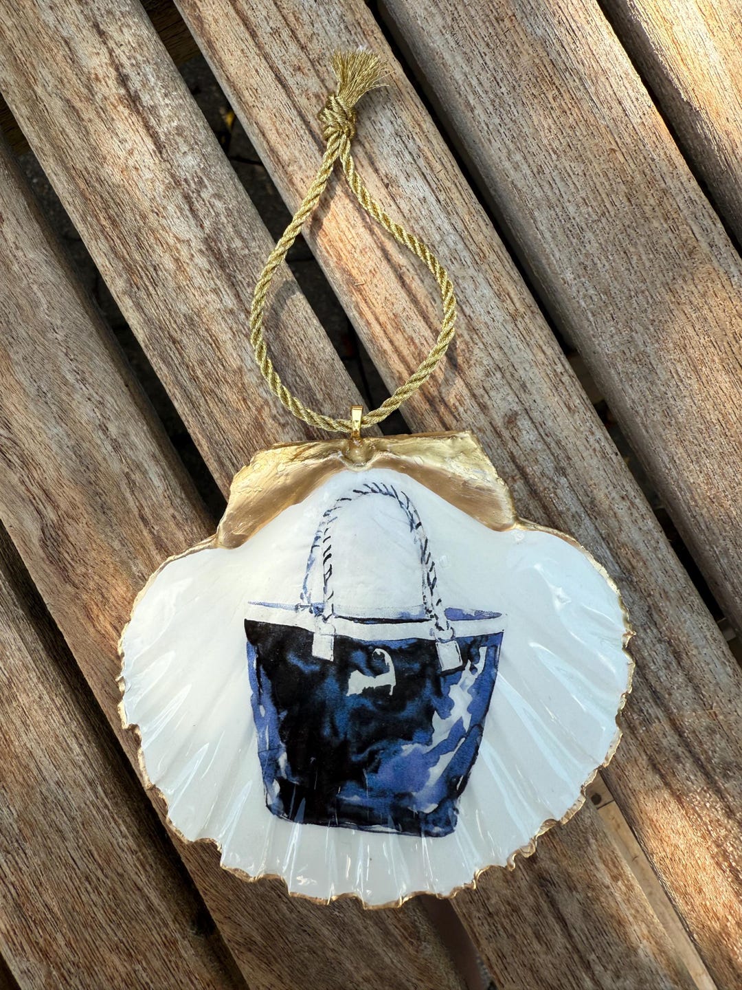 Large Scallop Shell, Cape Cod Blue Bag Ornament - Etsy
