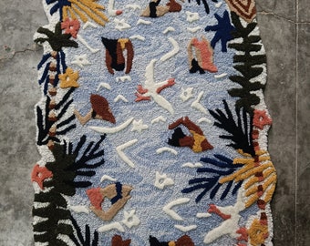 Hand-Tufted Wool Rug, Beach Scene, Lory Beige