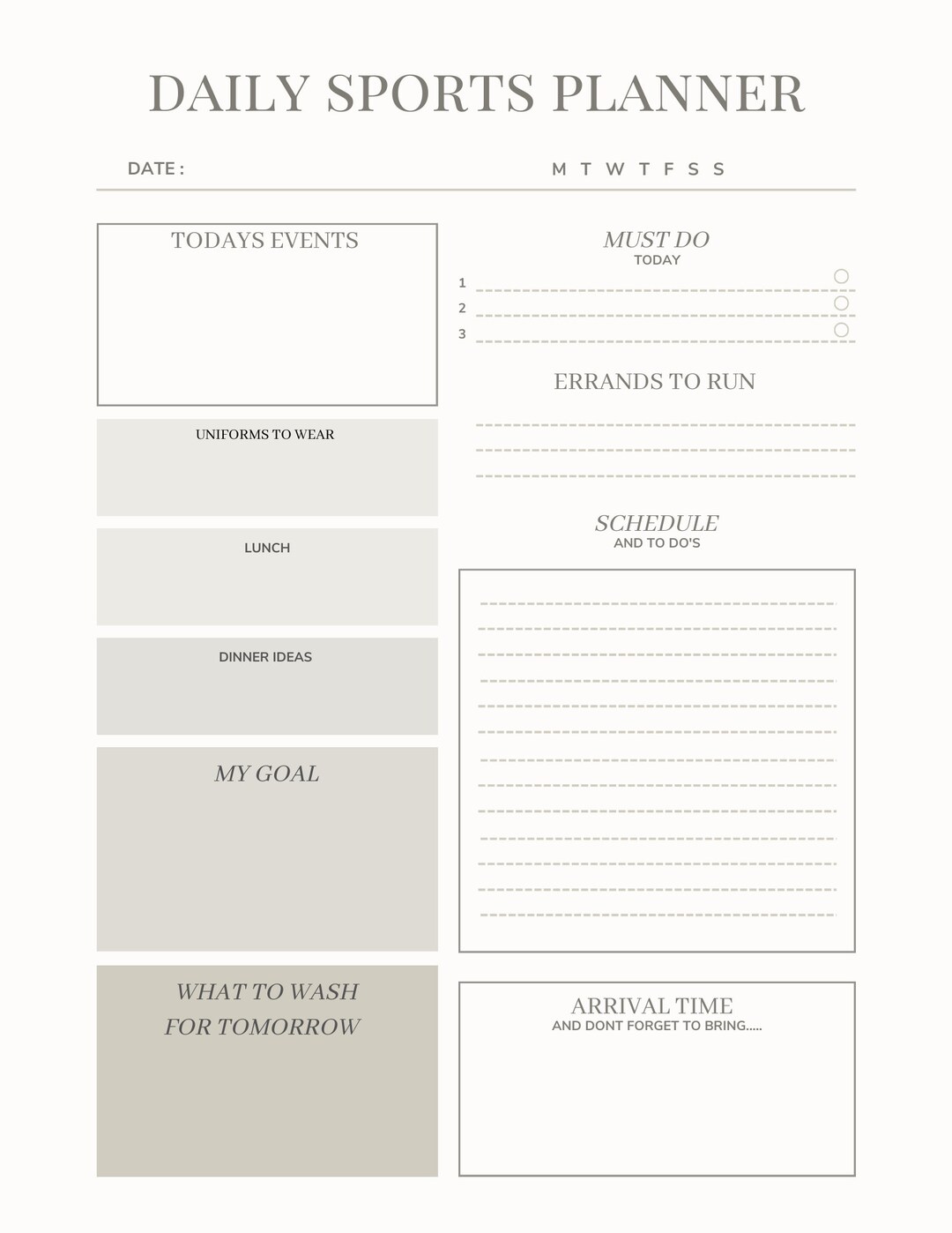 Digital Daily Sports Planner Etsy