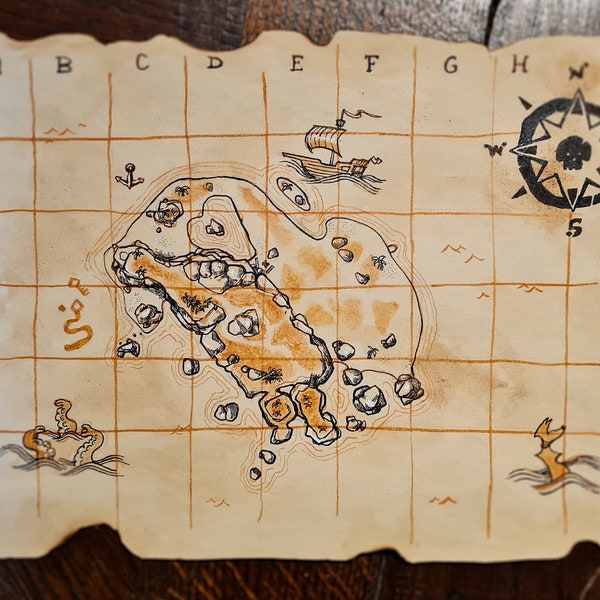 Sea of Thieves inspired - hand-made Map (on-demand)
