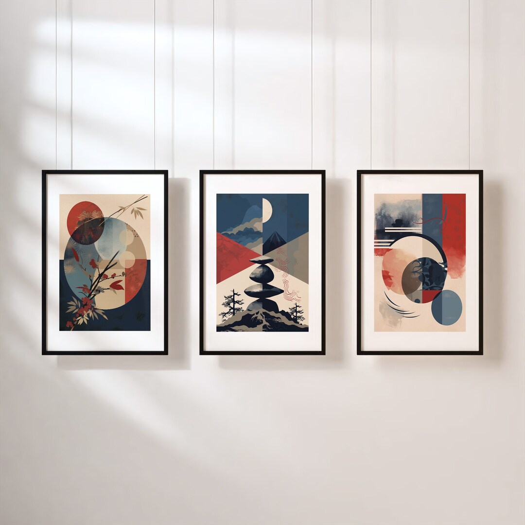 Set of 3 Japanese Inspired Wall Art Exhibition Wall Art Etsy