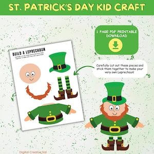 Pyssling med pyssling, utskrivbar docka, klassrumsaktivitet, firande av irländsk tradition i mars, projekt för St Patricks Day, barnvänlig lärarresurs