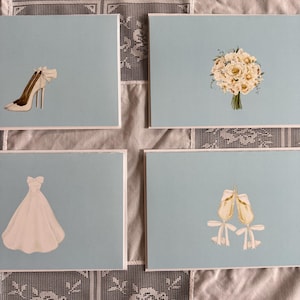 Set van 8 A9-papieren bruidspapier met witte enveloppen, kaarten van 5,5 x 8,5, blauw, wit briefpapier voor vrouwen, bruidscadeaus