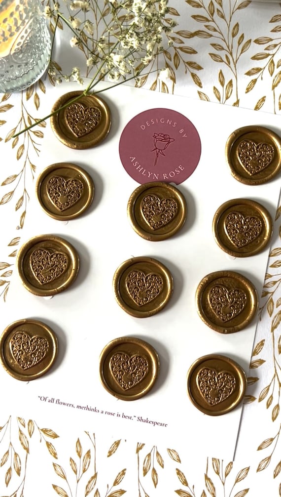 Heart Wax Seals, Stickers, Self Adhesive, Custom Wax Seals, Love Wax Seals,  Party, Invitations, Wedding Seal, Letter Seals, Valentine Seal 