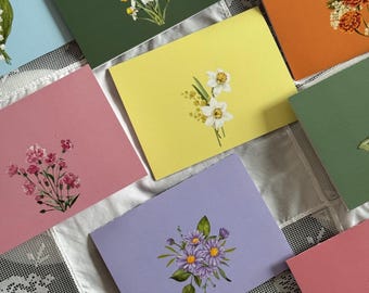 Flowers of the Month Stationery Set: Floral Cards, Birthday Gifts (4.5 x 6)