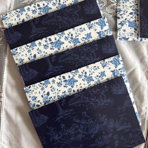 Set van 8 blauwe briefpapier met bloemenprint en blauwe chinoiserieprint met handgemaakte chinoiserie-enveloppen, kaarten van 4,5 x 6, blauw, wit briefpapier voor vrouwen