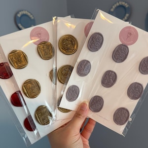 Set of 9 Wax Seal Stamp Sticker, Flower Wax Seals, Wax Seal, Stationery - Ready to Ship