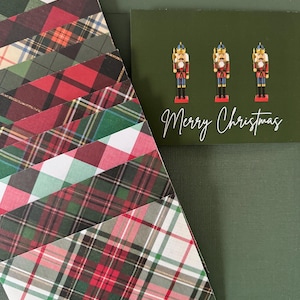 Set mit 10 handgefertigten Umschlägen und 4,5 x 6-Karten, Nussknacker-Weihnachten, frohe Weihnachtskarten, handgemachte Umschläge, selbstklebender Umschlag