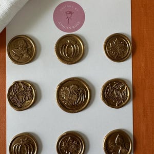 秋コレクションワックスシールスタンプステッカー、秋のワックスシール、感謝祭シール、秋の文房具、ハロウィン、秋のテーブルスケープ、秋の結婚式