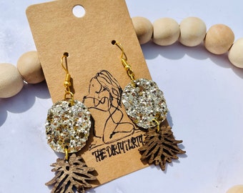 Upsidedown pineapple Faux Leather and wood Earring Hypoallergenic, swinger, lifestyle pineapple earrings, lightweight earrings, double sided