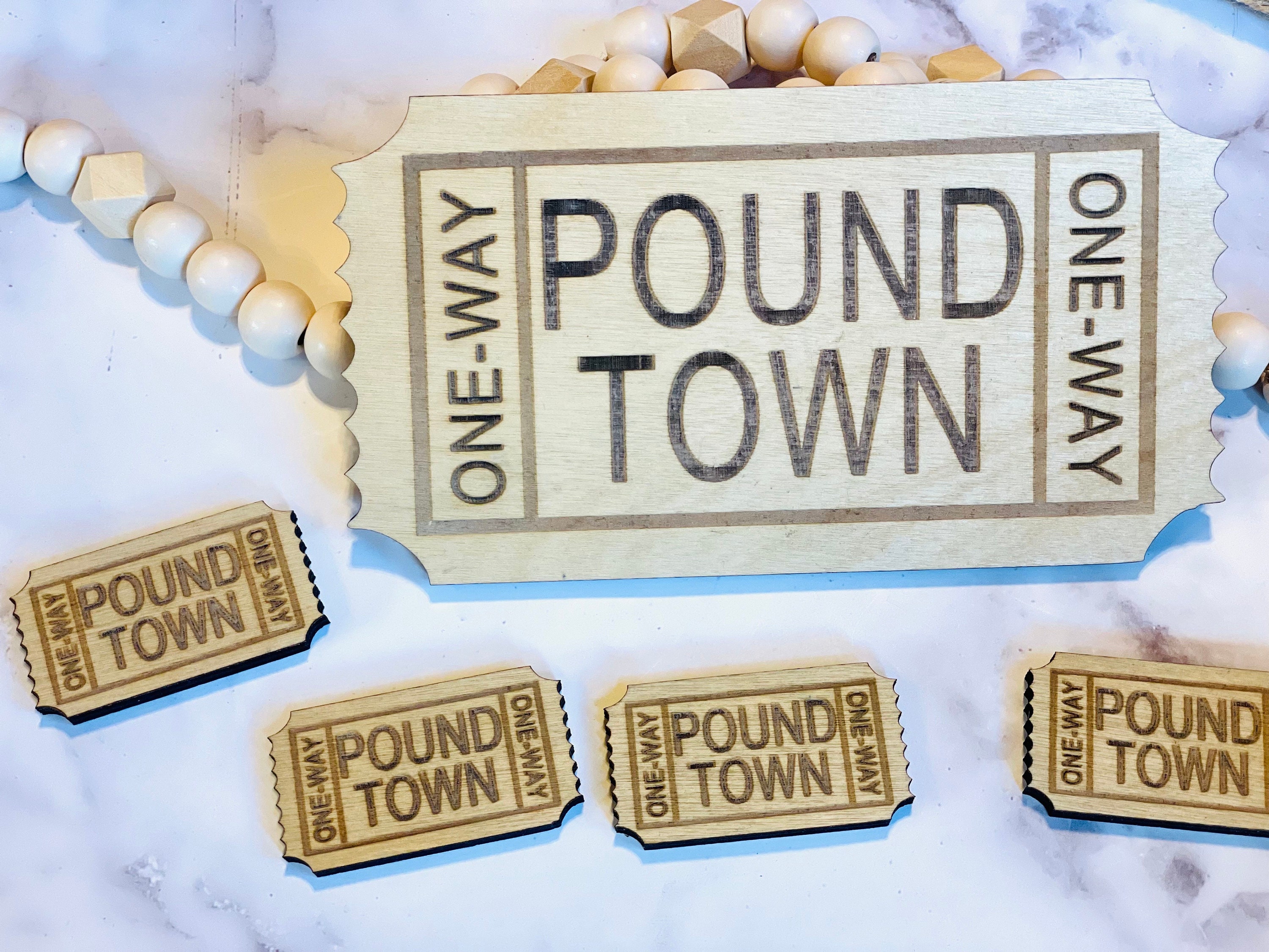 Laser Engraved Wooden Pound Town Ticket, Funny Gift for Him or Her, bedroom sign, Adult Gift Idea, sign, gag gift, bachelorette party