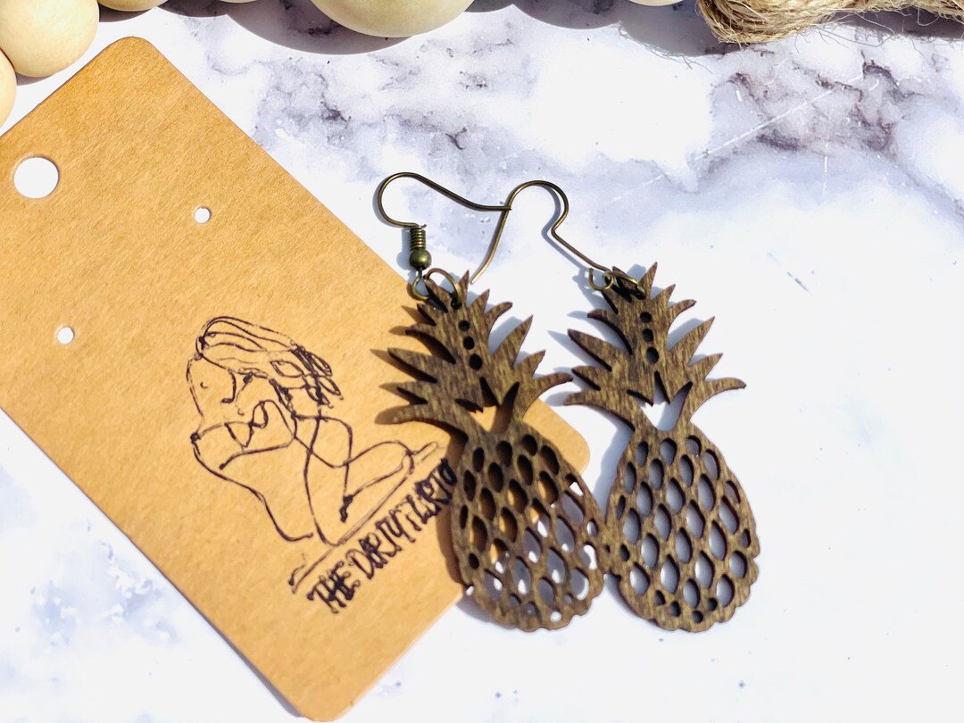 Upside Down Pineapple Wooden Earring Hypoallergenic, Swinger, Lifestyle