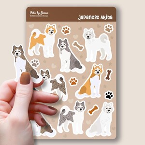Japanese Akita Sticker Sheet Glossy Vinyl Cute Akita Dog Gift Water-Resistant Stickers