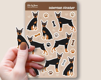 Doberman Sticker Sheet: Glossy Vinyl, Water-Resistant Doberman Pinscher Stickers