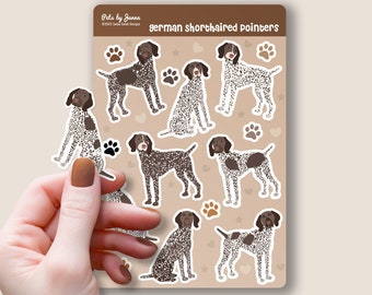 German Shorthaired Pointer Sticker Sheet: Glossy Vinyl GSP Dog Stickers