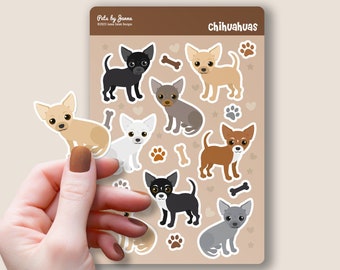 Chihuahua Sticker Sheet: Glossy Vinyl Dog Stickers
