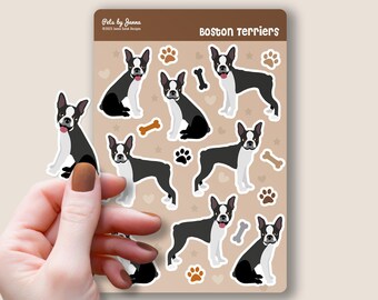 Boston Terrier Sticker Sheet: Glossy Vinyl Dog Stickers