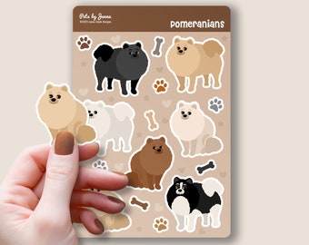 Pomeranian Sticker Sheet: Glossy Vinyl Water-Resistant Dog Stickers
