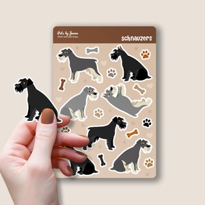Schnauzer Sticker Sheet Glossy Vinyl Cute Schnauzers Gift Water-Resistant Stickers